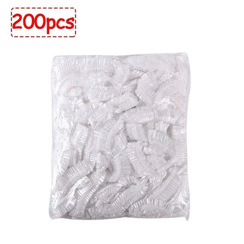 50/100/200pcs Disposable Shower Cap Elastic Plastic Wrap Covers Food
