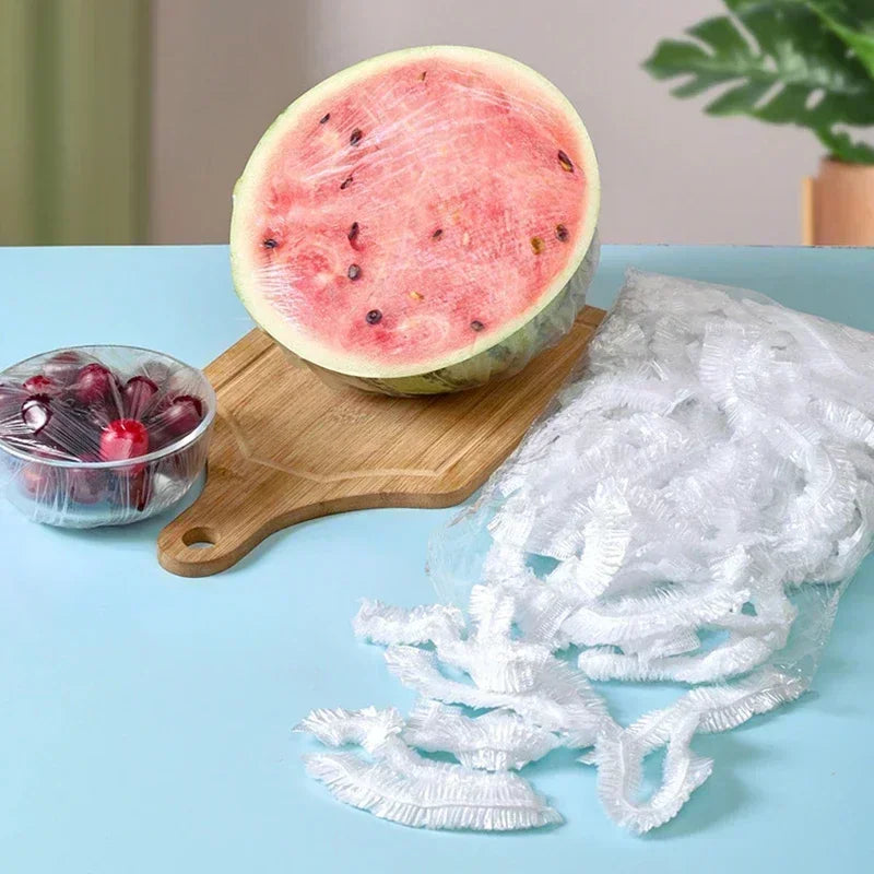 50/100/200pcs Disposable Shower Cap Elastic Plastic Wrap Covers Food