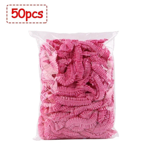 50/100/200pcs Disposable Shower Cap Elastic Plastic Wrap Covers Food