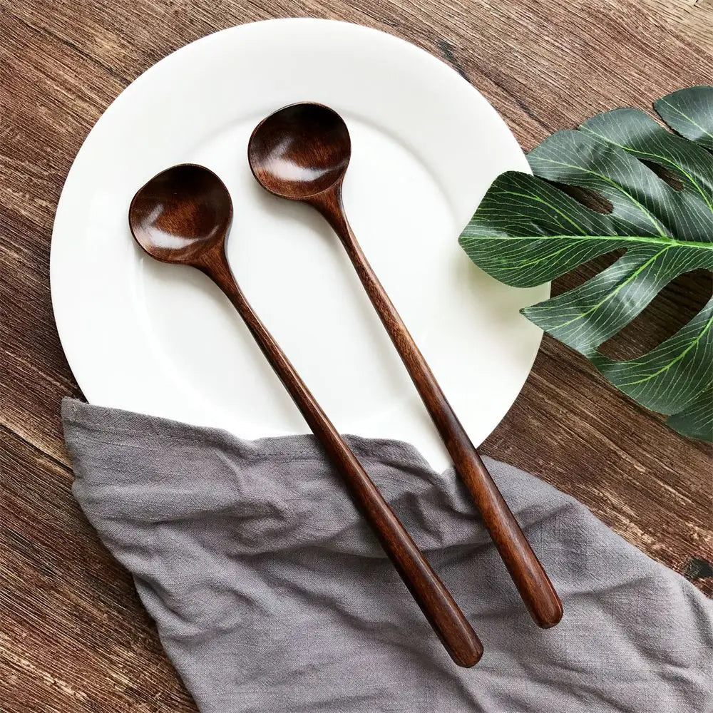 1/2Pcs Wooden Spoon Soup Spoon and Fork Eco Friendly Products